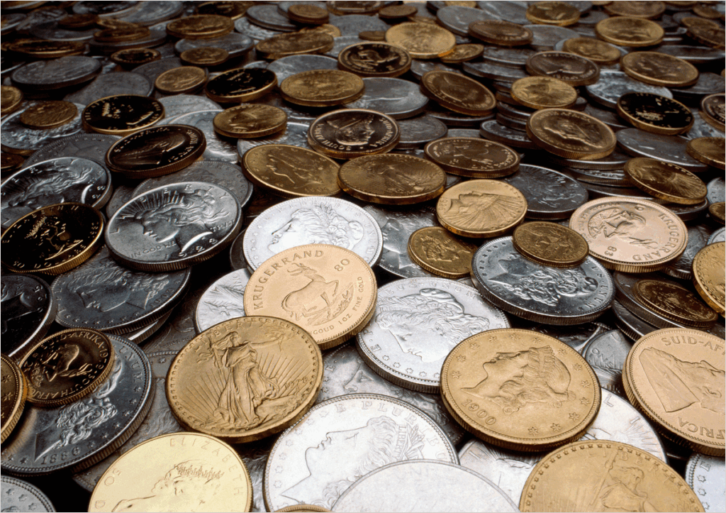 A large pile of coins.