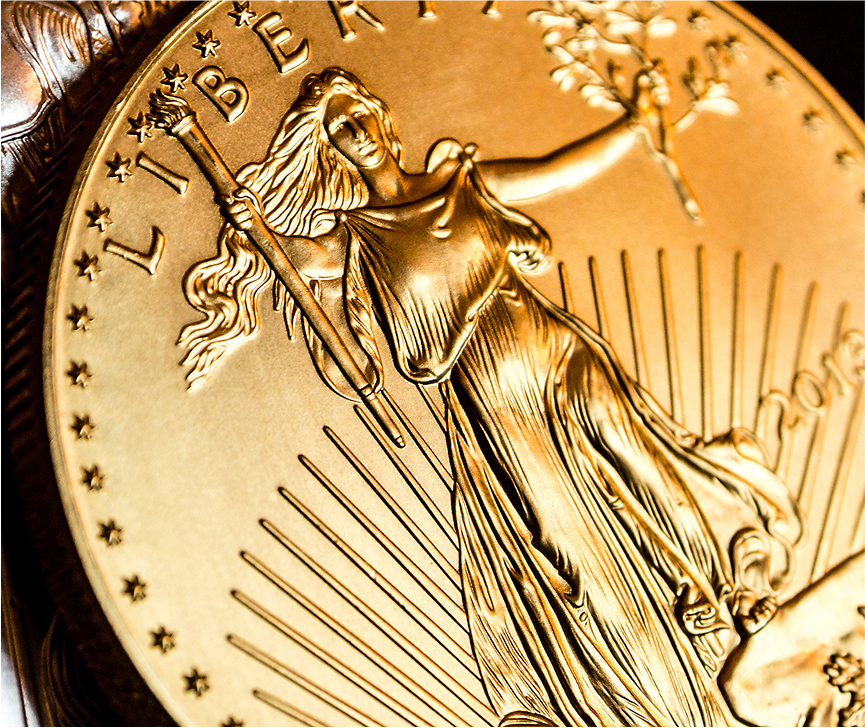 Up close of gold bullion.